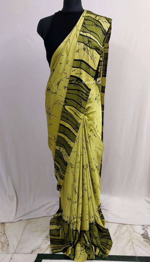 Printed Satin Silk Saree - Image 3