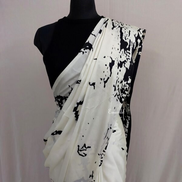 Printed Satin Silk Saree - Image 3