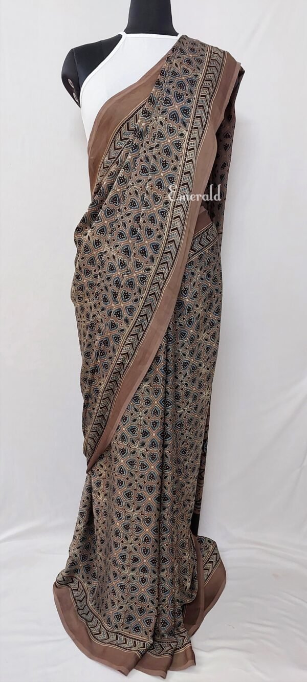 Modal Silk Ajrakh Saree - Image 4