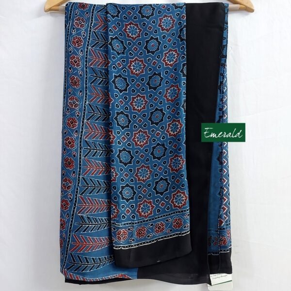 Modal Silk Ajrakh Saree - Image 4