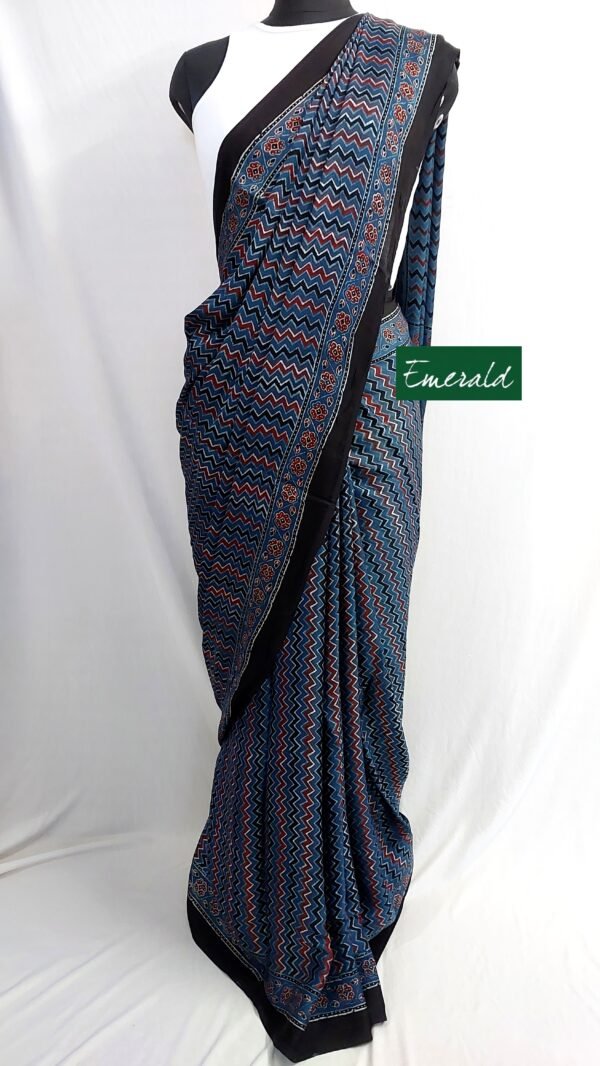 Modal Silk Ajrakh Saree - Image 5